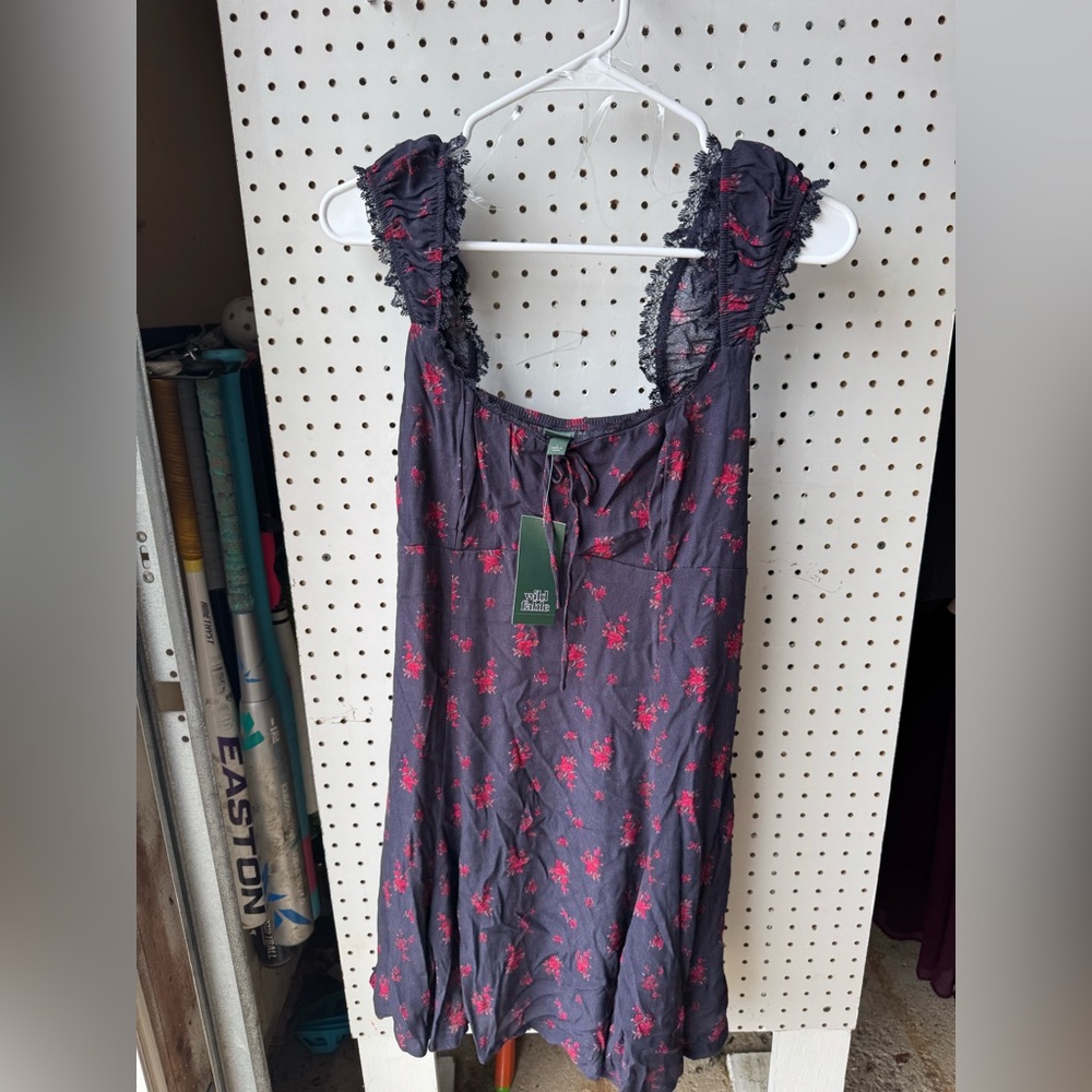 Vibrant Red and Blue Chemise with Ruffled Straps